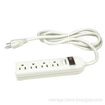 Power strip of American standard, with 4 socket outlets, PC+ABS plastic, extension cordNew